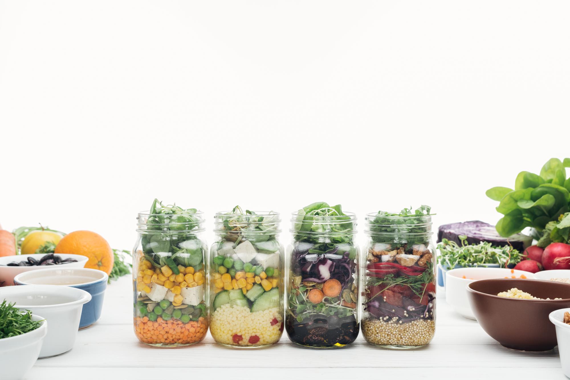 Packed meal jars ready for the week